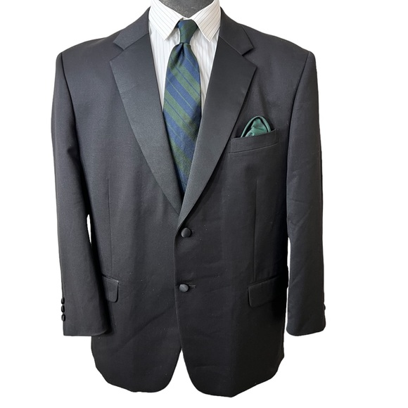 Jones New York Fine Worsted Wool Tuxedo Blazer Stunning, Size 48R - Picture 2 of 5